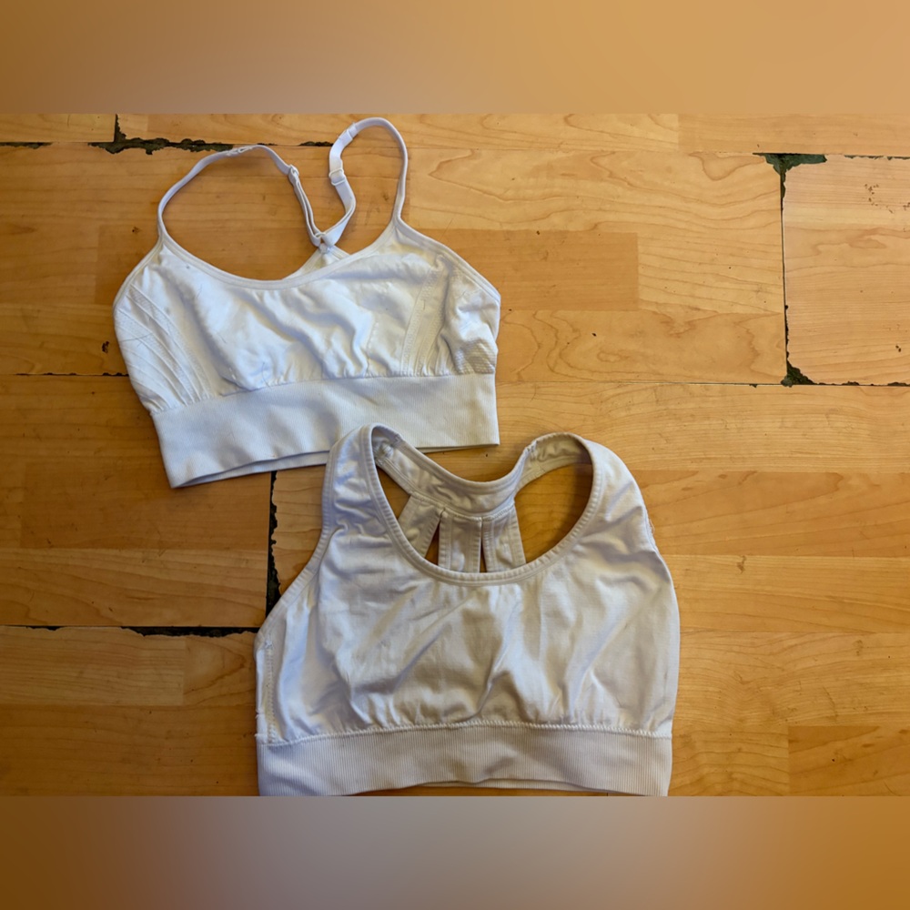 (2) PROFIT & LEG3ND White Sports Bra Sz S Women Athletic Yoga Racer Back AB11